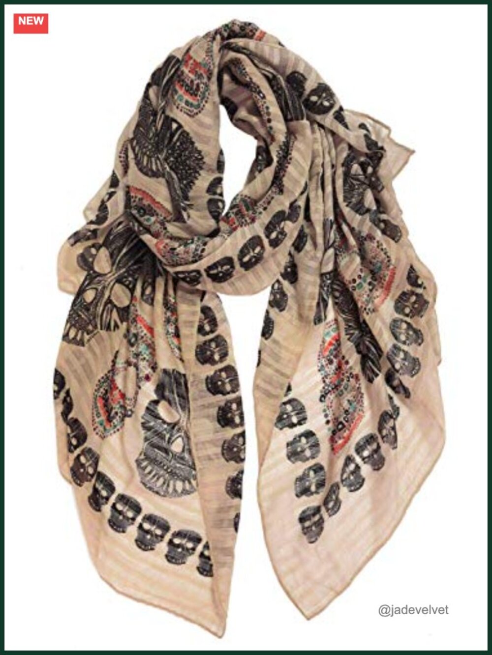 Large Cotton Skull Shawl Wrap Scarf for Halloween Dia de los Muertos